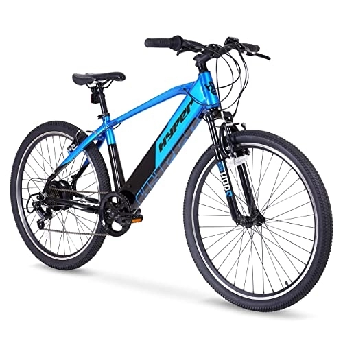 Electric Bike : 26” HYPER MTB Electric Bike with 36V 7.8Ah Integrated Battery, Aluminium Frame, Front Suspension, Black / Blue