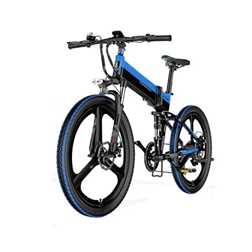 Electric Bike : 26 Inch 7 Speed Electric Mountain Bike 48V 10.4Ah Mobile Lithium Battery Dual Oil Spring Lockable Shock Absorption Front Fork Disc Brake LCD Display Fixed Speed Cruise Foldable Adult Electric Bicycle