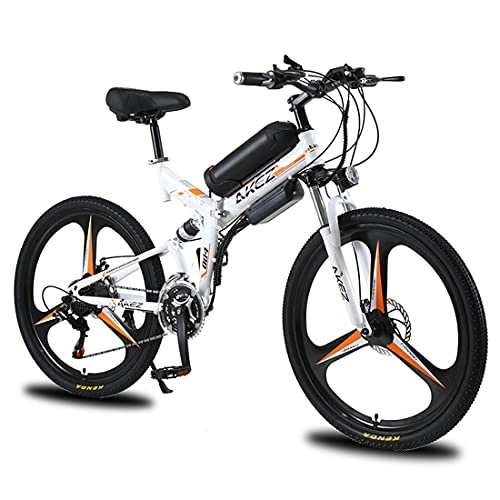 Electric Bike : 26-inch Adult Electric Bicycle Used in Mountainous Cities and Rural Areas, Folding 21-speed Ebike with Led Display, Fat Tires, 36V / 10AH, 8AH, 350W, White (Size : 36V / 350W / 8AH)
