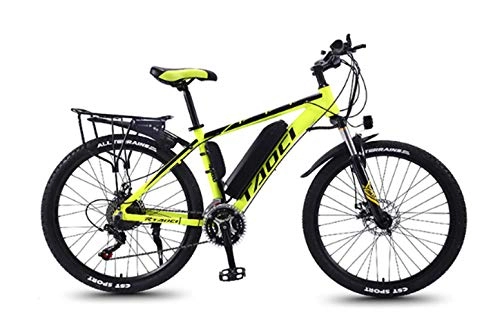 Electric Bike : 26-Inch Electric Bike Adult Electric Car Removable Lithium Battery Booster Mountain Bike Off-Road All-Terrain Vehicle for Men And Women, Yellow, 13AH80 km