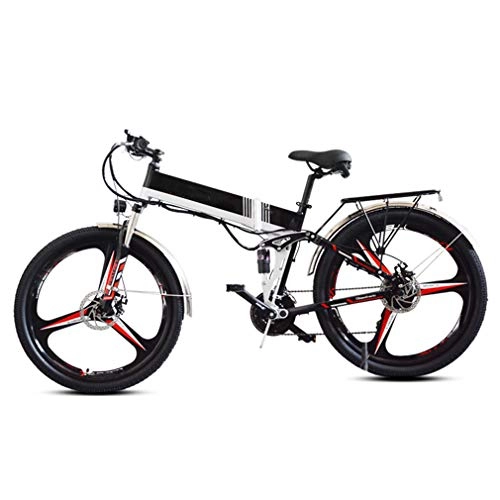 Electric Bike : 26 Inch Electric Bike, with Seat LCD Display Screen Foldable E Bikes 48V 10.4Ah Rechargeable Lithium Battery, Motor 350W, for Adults Fitness City Commuting, black B, 48V 10.4Ah