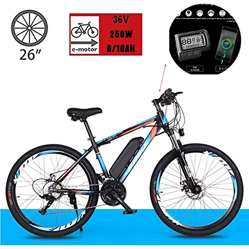 Electric Bike : 26-Inch Electric Mountain Bike, Lithium Battery 8AH / 10AH, 36V250W Motor, Three Modes to Choose From, Suitable for Men and Women All-Terrain Off-Road, 21 speed 8AH