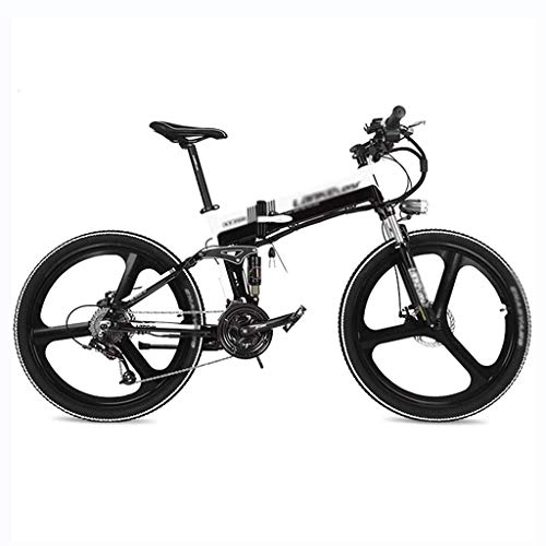 Electric Bike : 26 inches Folding Electric Bicycle, Magnesium Alloy Rim, Hidden Lithium Battery, 27 Speed Mountain Bike, Full Suspension