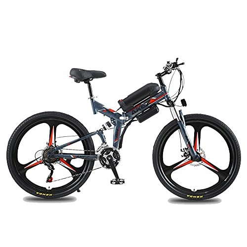 Electric Bike : 26 Inchs Folding Electric Mountain Bike 36V 10AH 350W Motor Professional E-Bike for Adults Men with Premium Full Suspension and 21 Speed Gears Blue