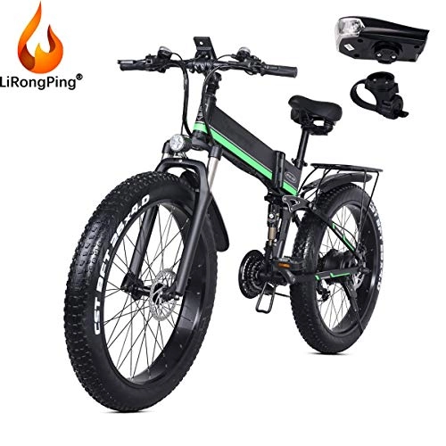 Electric Bike : 26"Mountain Bike for Adult, Lightweight Aluminum Full Suspension Frame Electric Bicycle E-bike, 48V Removable Battery, 1000W Hub Motor, 40 KM / h Max Speed