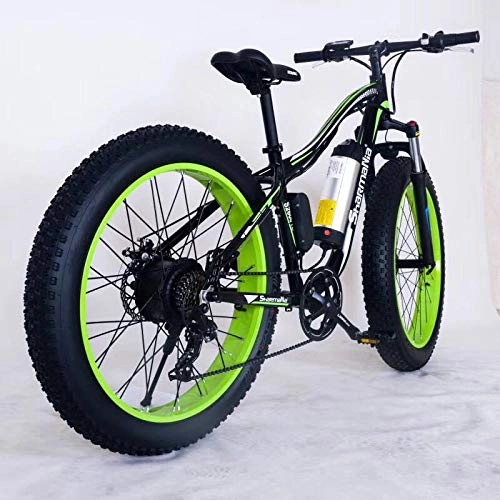 Electric Bike : 26Inch Fat Tire Electric Bike 48V 10.4 Snow E-Bike Shimano 21Speed Beach Cruiser E-Bike Lithium Battery Hydraulic Disc Brakes, Green