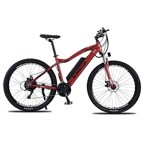 Electric Bike : 27.5'' Electric Bikes for Adult, Lightweight Aluminum Alloy Suspension MTB with Shimano-21, Removable Li-Ion Battery 48V 10A, 40 Miles Range Dual Disc Brakes (red)