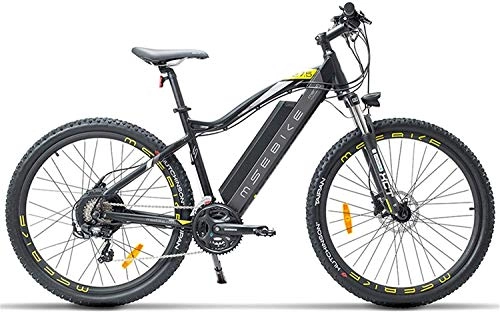 Electric Bike : 27.5 Inch E Bike, 400W 48V 13Ah Mountain Bike, 5 Level Pedal Assist, Suspension Fork, Oil Disc Brake, Powerful Electric Bicycle (Size : Black+1 Spare Battery)