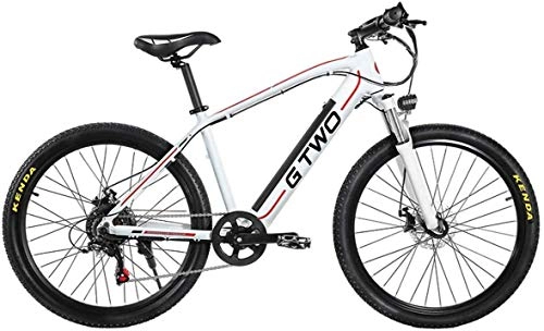 Electric Bike : 27.5 Inch Electric Bicycle 350W Mountain Bike 48V 9.6Ah Removable Lithium Battery 5 PAS Front & Rear Disc Brake (Color : White Red, Size : 9.6Ah+1 Spare Battery)