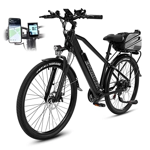 Electric Bike : 27.5 Inch Trekking E-Bike Men's Electric Bicycle Mountain Bike Pedelec City Bike 250 W Motor up to 155 km Range 36 V 12.5 Ah Removable Battery 21 Speed Shimano LCD Colour Display & App (Black)