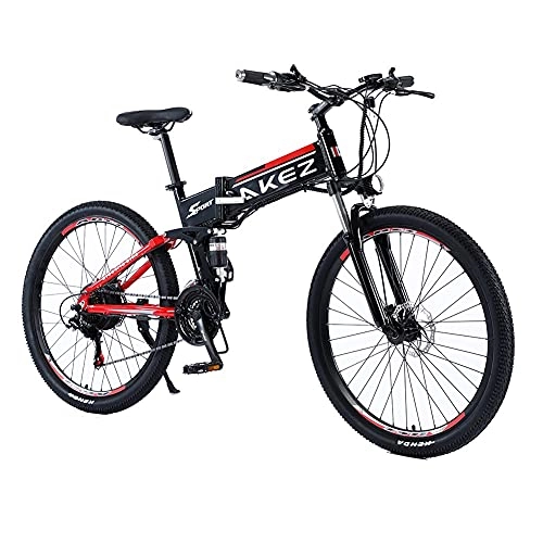 Electric Bike : 27.5 Inchs Adults Electric Bike 48V 9AH Folding Electric Mountain / Snow Bikes 500W DC Motor E-Bike with Shimano 21 Speeds and 3 Working Modes Red