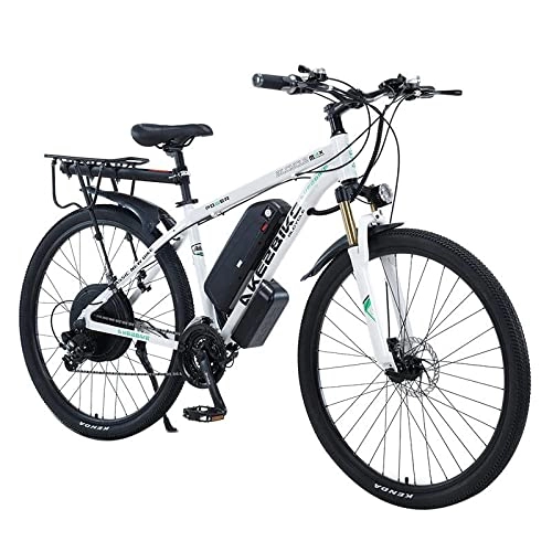 Electric Bike : 29" Electric Mountain Bike for Adults, E-Bike with Removable 13Ah Battery and Super Motor, Shimano 21 Gear Shifting City E-bike Cruiser, E-MTB Range: 70KM (white)