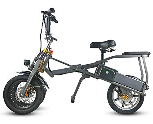 Electric Bike : 3 Wheel Folding Electric Bikes For Adults, Aluminum Alloy Body 14inch Pneumatic Tire City Commuter E-bikes Bicycles All Terrain, 36v / 48v 250w / 350w 10AH Detachable Lithium Battery, LCD Display