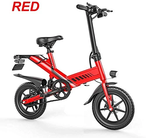 Electric Bike : 36V 7.5Ah 350W Aluminum Alloy Smart E Bike 14 Rear Suspension Mini Foldable Electric Bike 3 Colors, Red 12 Inch