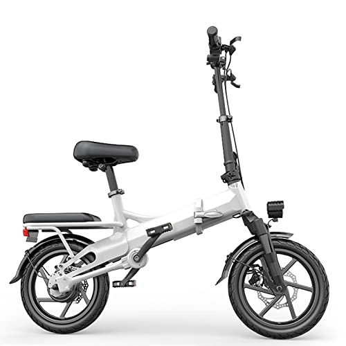 Electric Bike : 400W Electric Bike Foldable for Adults 36V Lithium Battery Folding Electric Bicycle City E-Bike No Chain Electric Folding Bicycles (Color : White)