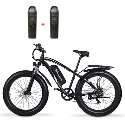 Electric Bike : 48V 17Ah EBike for Adults Men Women, Electric Mountain Road Bike City Cruiser Commuter Electric Bicycle Waterproof EBike for Beach Snow All Terrain 21 Speed Pedal Assist Ebike Gift(with Two Battery)