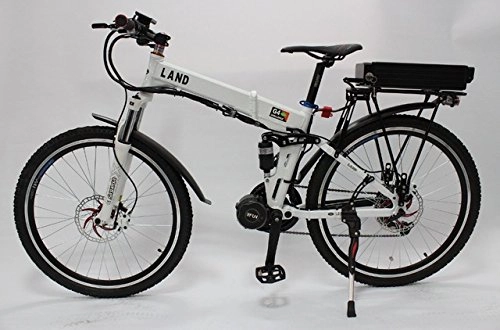 Electric Bike : 48V 750W Bafang / 8Fun Mid-drive White Foldable Frame Electric Bicycle With Ebike 48V 20Ah Lithium Rear Carrier Battery