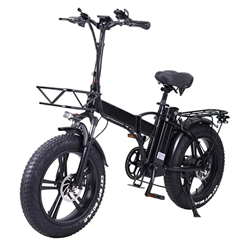 Electric Bike : 48V 750W Electric Bike for Adults Folding with 15Ah Lithium Battery 20 inch Fat Tire Electric Bicycle 28 MPH for Snow Mountain Ebikes