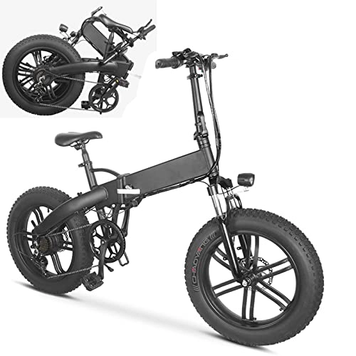 Electric Bike : 500W 36V / 10.4AH Folding Electric Bicycle, 20-inch 4.0 Fat tire, Detachable Battery, 7-Speed Gear City Commuter Electric Bicycle.