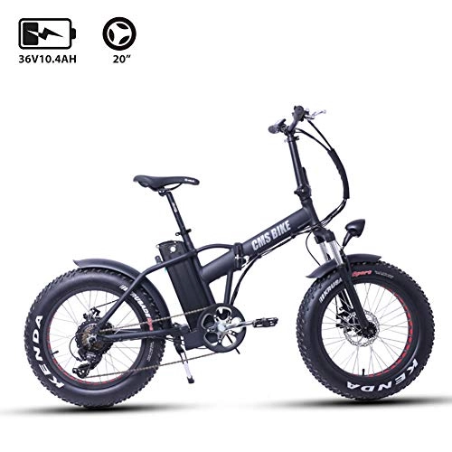 Electric Bike : 500W Electric Mountain Bike, 20 x 4 inch Fat Tire 6 Speeds E-Bike for Adults, 36V 10.4Ah Lithium Battery Electric Bicycle for Mountain, Snow and Beach