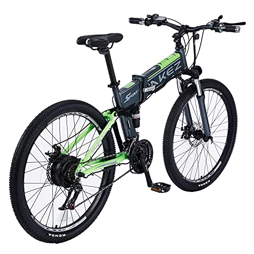 Electric Bike : 500W Folding Electric mountain Bike for Adults 48V 9AH Lithium-Ion Battery E-bike 27.5" fat tire electric bicycle with Professional 21 Speeds Blue