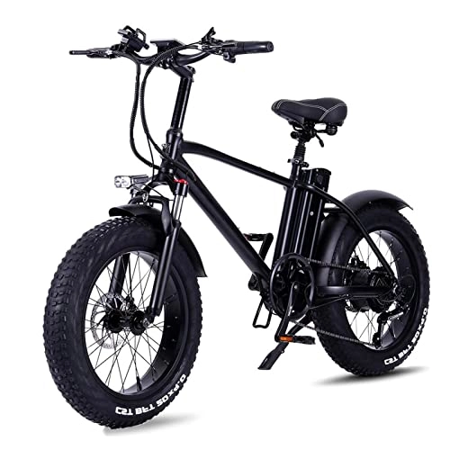 Electric Bike : 750W Adult Electric Bike 20'' Fat Tire Electric Bicycle 15Ah Removable Lithium Battery Electric Bike Electric Mountain Bike (Color : Black)