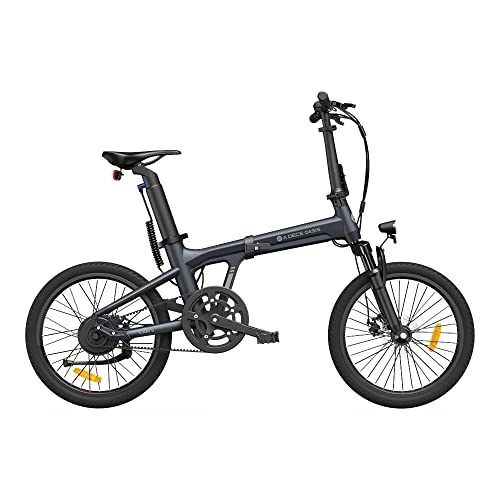 Electric Bike : A Dece Oasis ADO Air 20 Folding E-Bike Revolution, Electric Bike Equipped with Carbon Belt / Torque Sensor / Hydraulic Disc Brakes / APP city commuting(Shock Absorption Version)-Gray