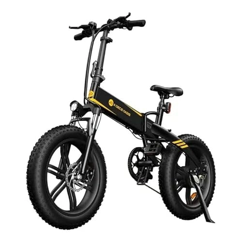 Electric Bike : A Dece Oasis ADO E-bike A20F 20”×4.0 fat tire electric bike folding E-bike City Commuter Electric Bicycle (Black)