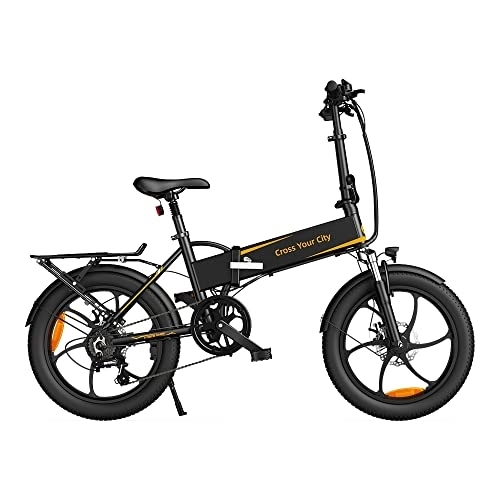 Electric Bike : A Dece Oasis With mounted rear frame ADO A20 XE Electric bicycles 20 inch adult electric folding e bike, 250W motor / 36V / 10.4Ah battery / 25 km / h, black