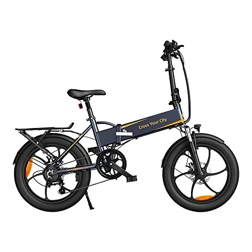 Electric Bike : A Dece Oasis With mounted rear frame ADO A20 XE Electric bicycles 20 inch adult electric folding e bike, 250W motor / 36V / 10.4Ah battery / 25 km / h, gray
