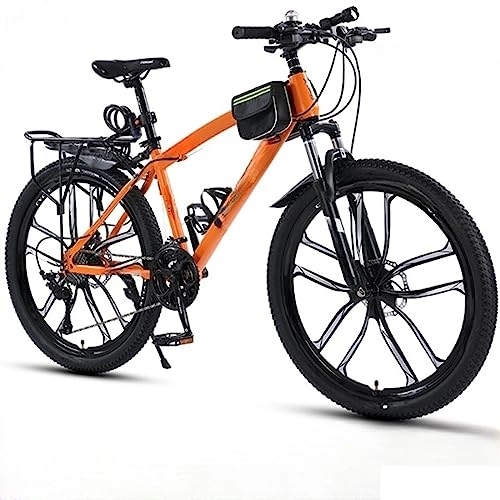 Electric Bike : AANAN 26 Inch Road Bike for Men and Women Mountain Ebike Front and Rear Mechanical Disc Brakes High Carbon Steel Frame Easy To Carry Load-bearing 120kg (Color : Orange, Size : 30 speeds)