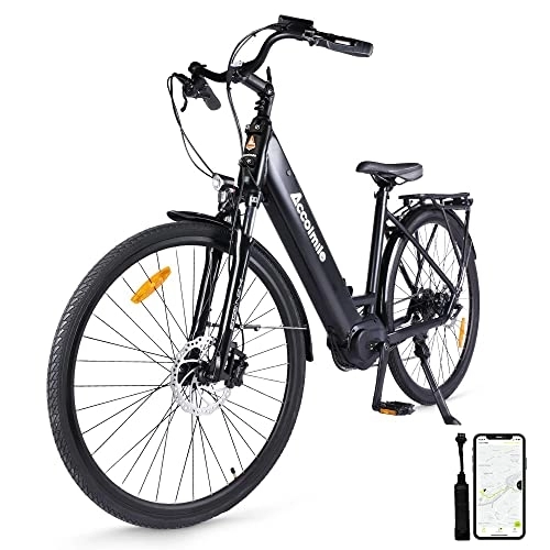 Electric Bike : Accolmile Electric Bike 28" 700C City E Bike, M200 250W Torque Mid Motor System, Lithium-ion Integrated Battery 36V 15Ah Electric Bicycle for Adults Women Men Ladies, Shimano 8 Speed