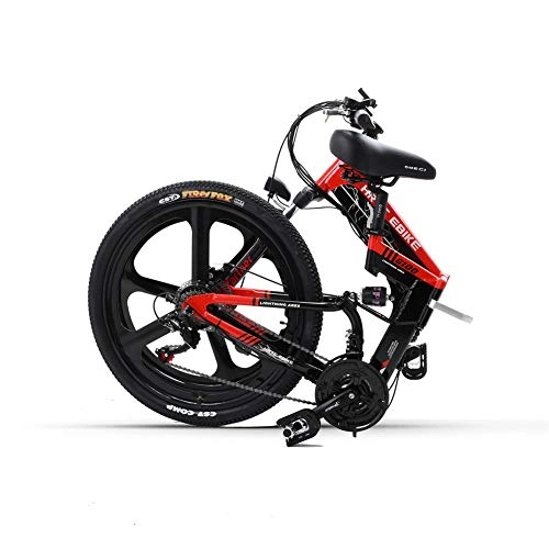 Electric Bike : Acptxvh 26Inch Folding Electric Mountain Bicycle 48V 400W High Speed Ebike Removable Lithium Battery Travel Assisted Electric Bike, Red