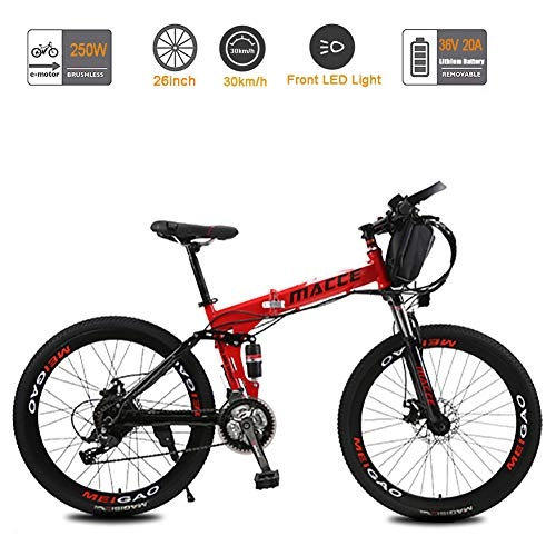 Electric Bike : Acptxvh Removable Battery Folding Electric Bike, 26 Inch Wheel Electric Mountain Bike, with 36V 20A Battery