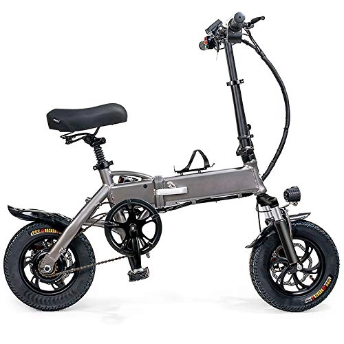 Electric Bike : Adima 12" Folding Electric Bike, Electric Bicycle with 48V Hidden Lithium Battery And Mobile Phone Bracket, 350W High Speed Brushless Motor City Commuter Ebike(Gray)