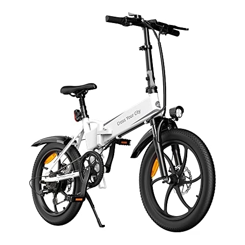 Electric Bike : ADO A20+ 250W Electric Bike for Adults Foldaway Ebike 20" Folding Electric Bicycle 36V / 10.4AH Removable Lithium-Ion Battery E-Bike Alloy Frame Commute Ebike LCD Display Shimano 7 speed(White)