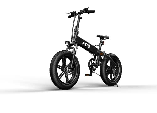 Electric Bike : ADO A20F Folding Electric Mountain Bike 250W 10Ah 20” Removable Lithium-Ion Battery E-bike Shimano 7 Speed(Black)