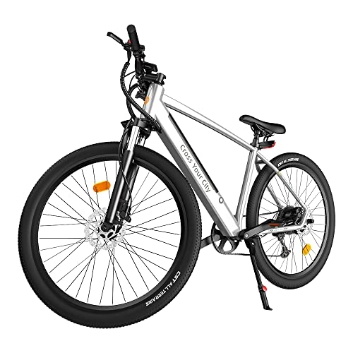 Electric Bike : ADO D30C 250W Electric Bicycle Removable Battery Shimano 9 speed Transmission System 27.5 Inch Electric Bike (Silver)