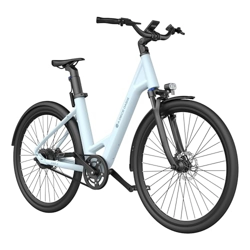Electric Bike : ADO E-Bike Air 28 electric bike, Pedelec belt drive, 28 inches, 1 gear, rear motor, 345.00 Wh battery, ebike women / men, 36V 250W brushless motor-blue