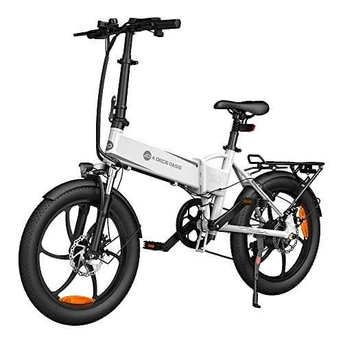 Electric Bike : ADO UK Next Working Day Delivery A20 XE Electric Bicycle Removable Battery Shimano 7 Speed with Rear Rack Design Upgrade Version E Bike (White)