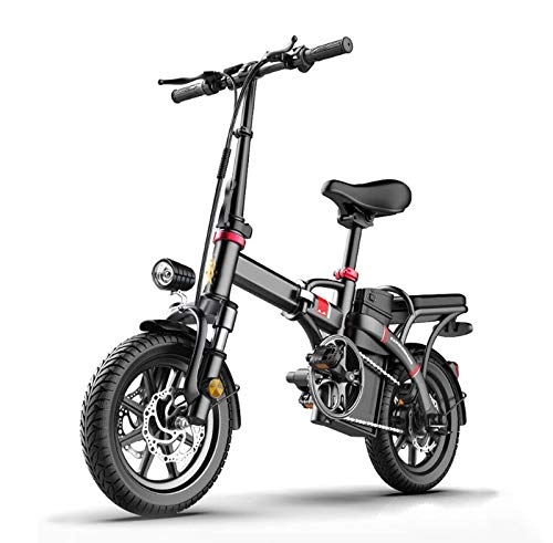 Electric Bike : Adult 14Inch Small Electric Bike, 48V Lithium Battery Convenient City E-Bikes, Lightweight High-Carbon Steel Folding Electric Bicycle, 125KM