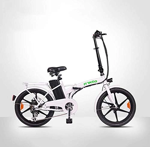 Electric Bike : Adult 20 Inch Folding Electric Bike, Lithium Battery LCD Display City Electric Bicycle, High-Carbon Steel Frame Men Women E-Bikes, A