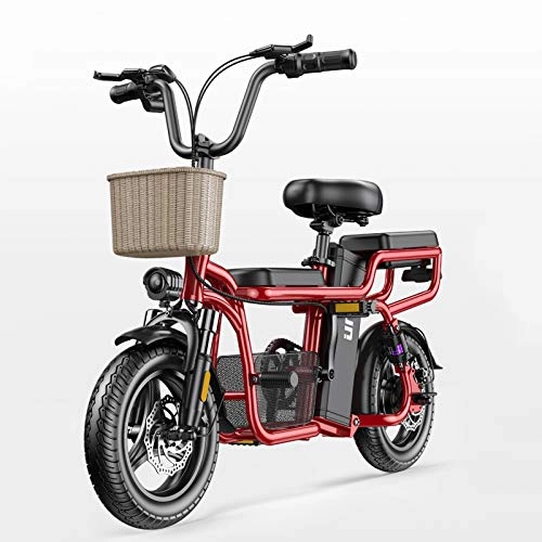 Electric Bike : Adult Electric Bicycle, 400w City Commuter Ebike, 14 Inch Electric Bicycle With Lcd Display, Three Working Modes, Electric Bicycle for Adults and Teenagers, Parent-Child City Electric Bicycle, Red, 10ah 50km