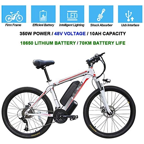 Electric Bike : Adult Electric Bicycle Lithium-ion Battery Moped, Smart Mountain Bike 48v Large-capacity Lithium-ion Battery / 360w Aluminum Alloy Electric Bicycle Mountain Bike For Commuter Electric Bicycle