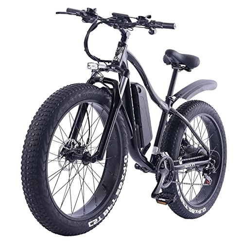 Electric Bike : Adult Electric Bicycles 1000W Electric Bike 28 MPH 21 Speed Gears E-Bike with Removable 48V 16AH Lithium Battery Commute Ebike for Male Adult (Color : Black)