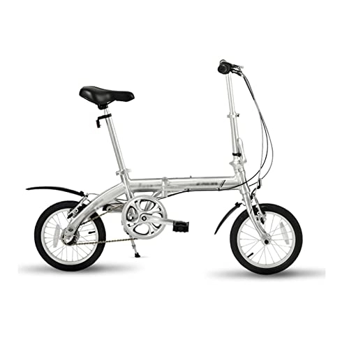 Electric Bike : Adult Electric Bicycles 14 inch Folding Bicycle Ladies Ultra-Light Adult Portable to Work Adults Male Light Adult Small Variable Speed Bicycles (Silver)