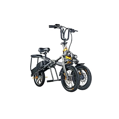 Electric Bike : Adult Electric Bicycles 14inch Electric Three-Wheeled Bicycle Lithium Battery Long Battery Life Double Battery fold ebike
