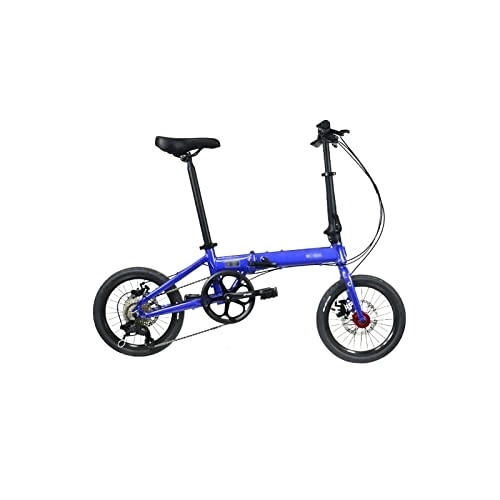 Electric Bike : Adult Electric Bicycles 16 Inch Folding Bike Foldable Bicycle Aluminum Alloy 8 Variable Speed Portable Disc Brake Free Installation (Blue)
