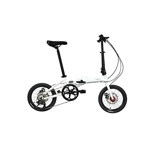 Electric Bike : Adult Electric Bicycles 16 Inch Folding Bike Foldable Bicycle Aluminum Alloy 8 Variable Speed Portable Disc Brake Free Installation (White)