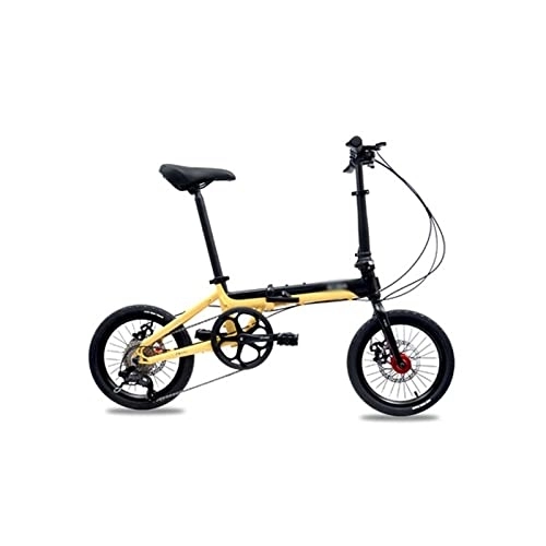 Electric Bike : Adult Electric Bicycles 16 Inch Folding Bike Foldable Bicycle Aluminum Alloy 8 Variable Speed Portable Disc Brake Free Installation (Yellow)